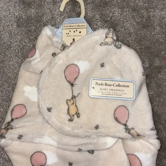 Winnie the Pooh Bear Collection Disney Plush Baby Blanket & Swaddle Balloon New - Picture 8 of 8